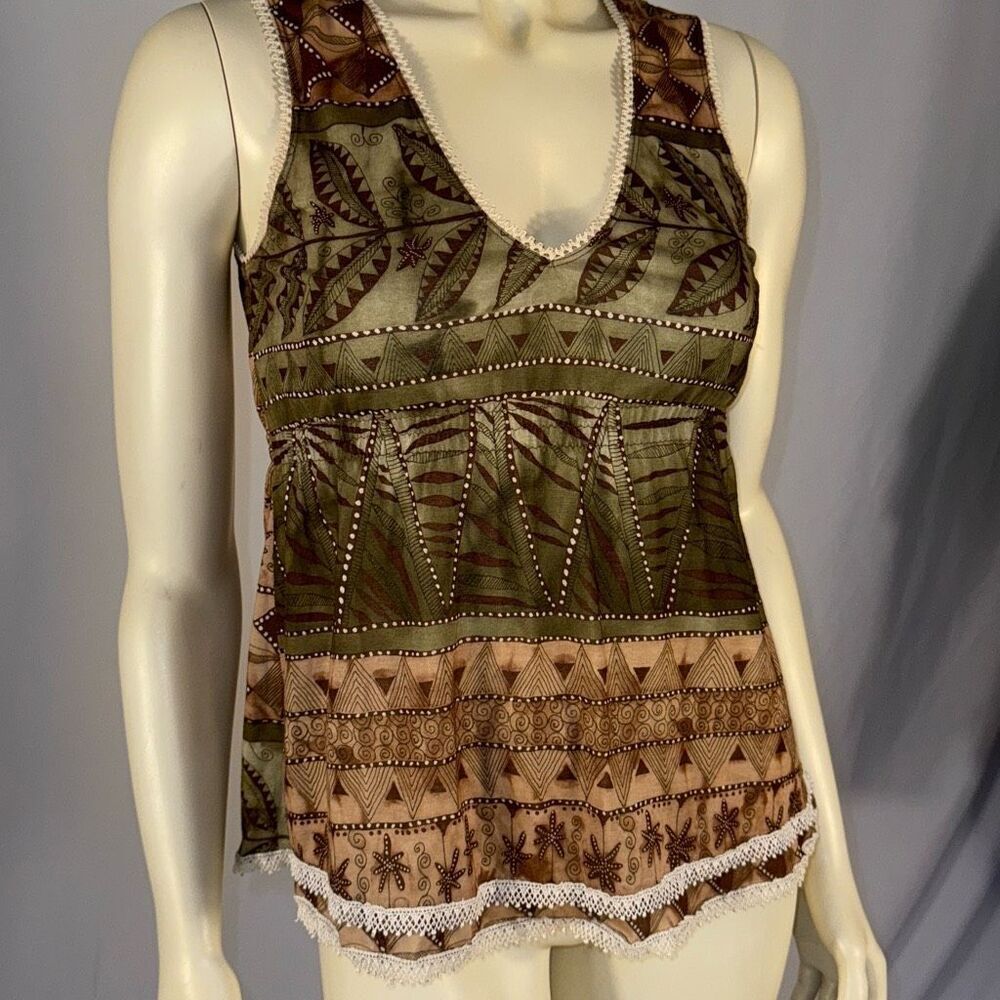 Vintage Green Y2K Self Esteem Empire Waist Sleeveless Top Size Small